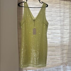 Lemon-Lime Sequin Sleeveless Dress